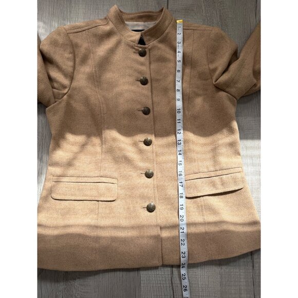 Banana Republic Womens Size 8 Tan Military Style Blazer Wool-Blend Crest-Buttons - Picture 5 of 7